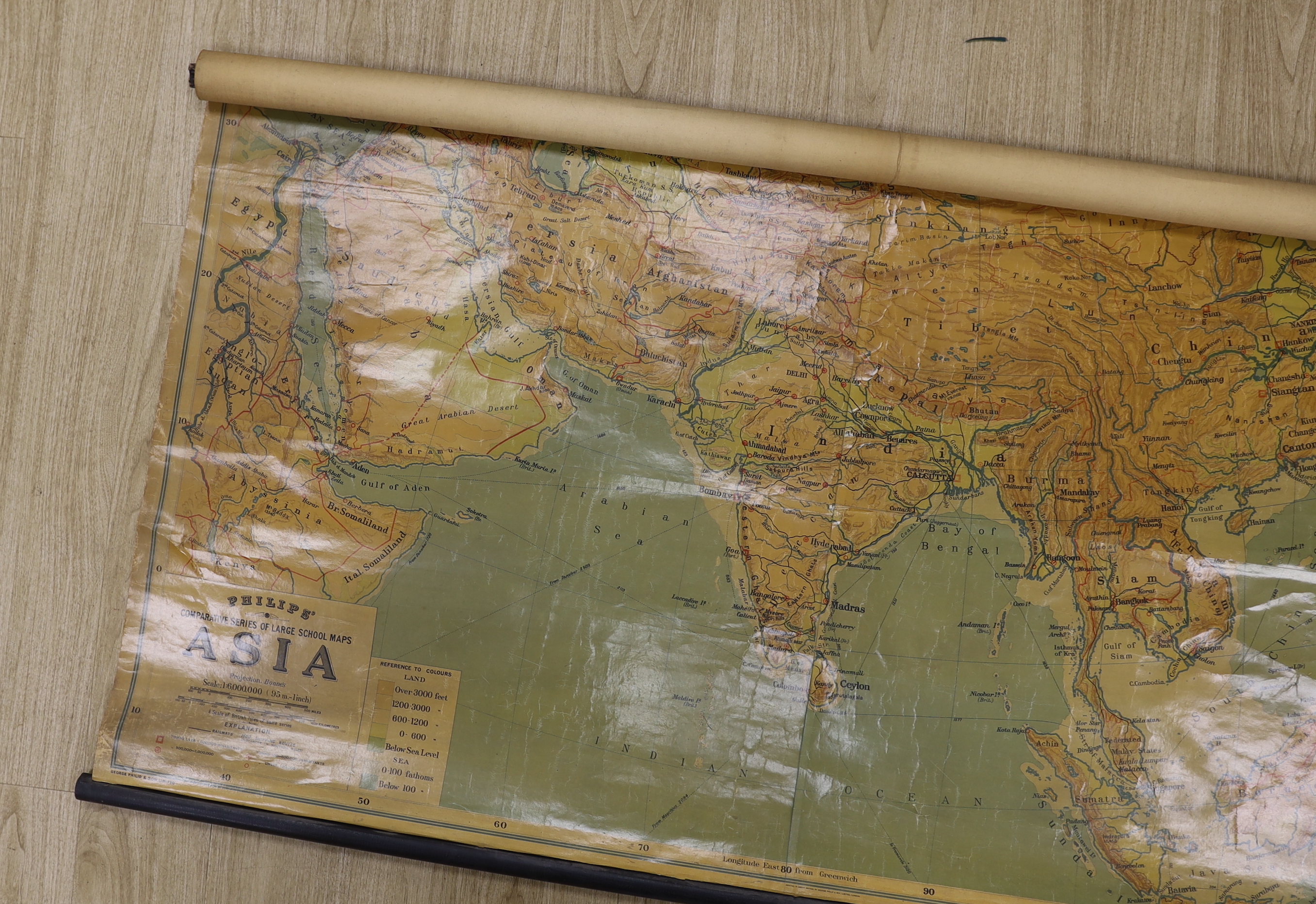 Two large maps comprising Evangelical or Christian Dispensation and Philips map of Asia (damaged)